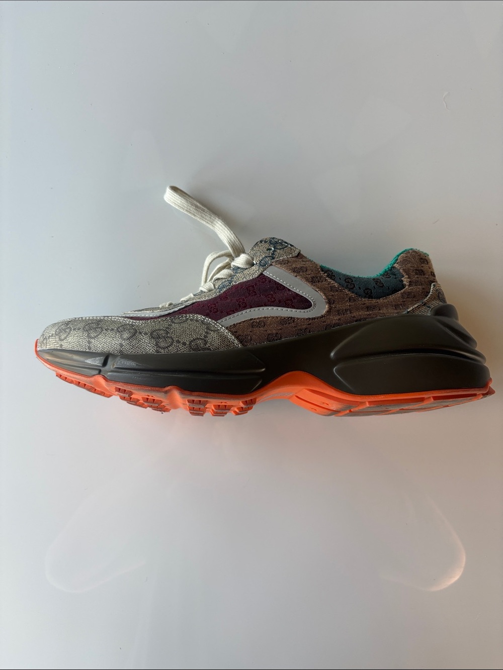 Gucci Men's Multicolor GG-Print Runner with Orange Sole